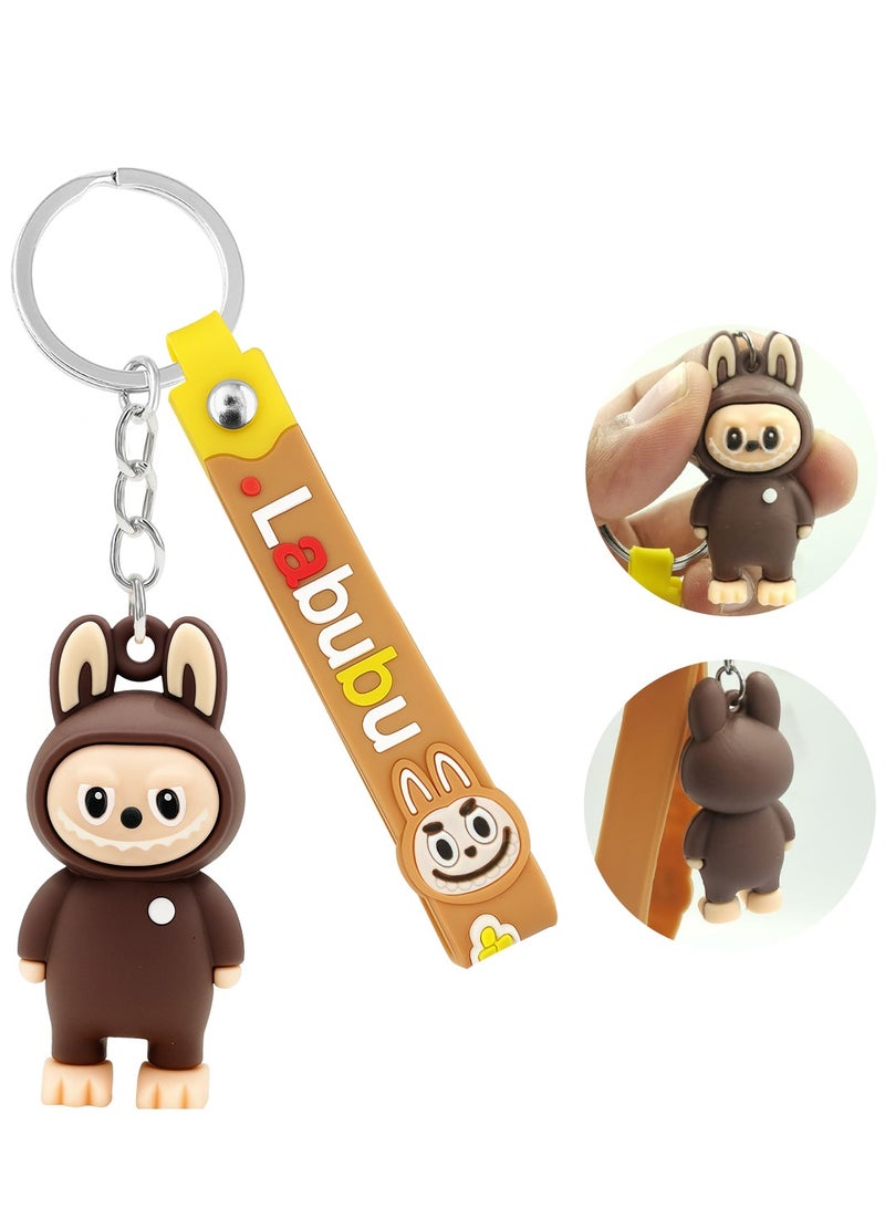 Labubu Cartoon Character Keychain with Silicone Strap – 3D Soft PVC Pendant, Cute Bunny Doll Design, Durable Metal Key Ring, Lightweight & Portable Bag/Key Holder for Car, Bike, Home, Office - Image 4