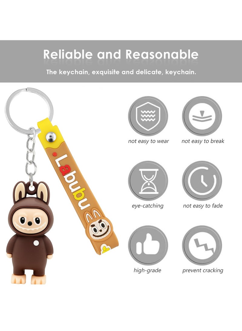 Labubu Cartoon Character Keychain with Silicone Strap – 3D Soft PVC Pendant, Cute Bunny Doll Design, Durable Metal Key Ring, Lightweight & Portable Bag/Key Holder for Car, Bike, Home, Office - Image 5