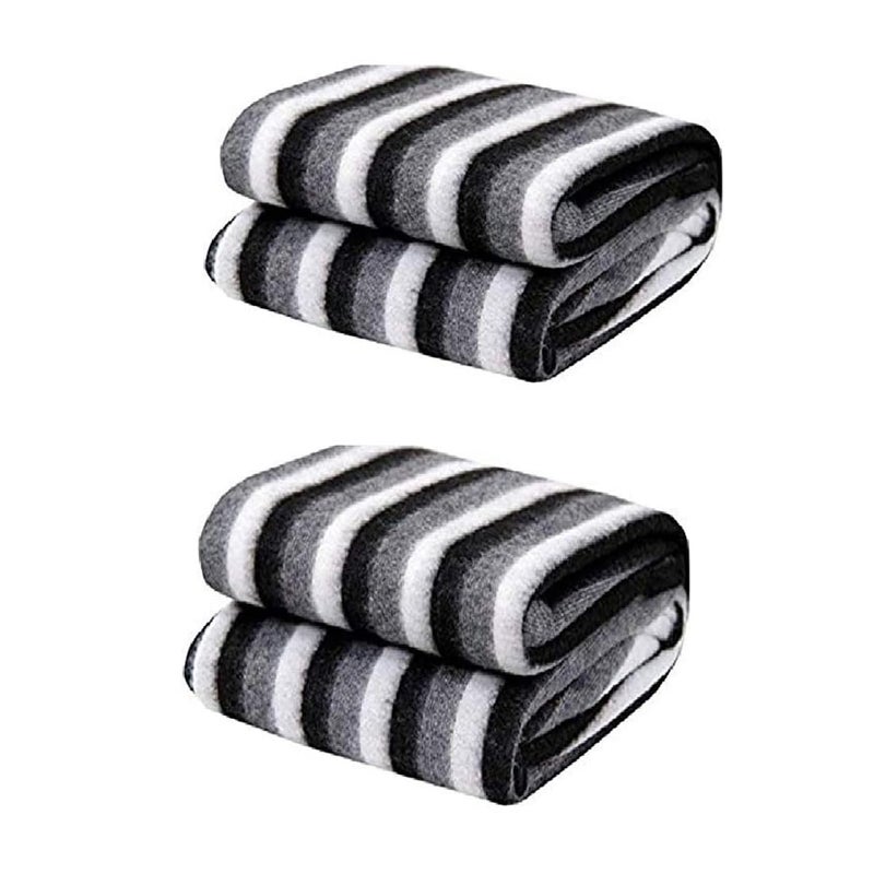 STARNSTYLE 300 TC All Season Light Weight Striped Polar Fleece Single Bed Donation Blanket 152 x 230 cm Pack of 2