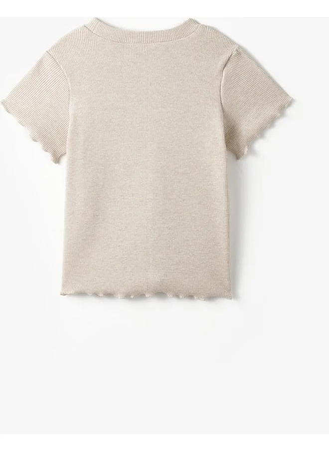 جون June Girl Embroidered Tshirt Beige