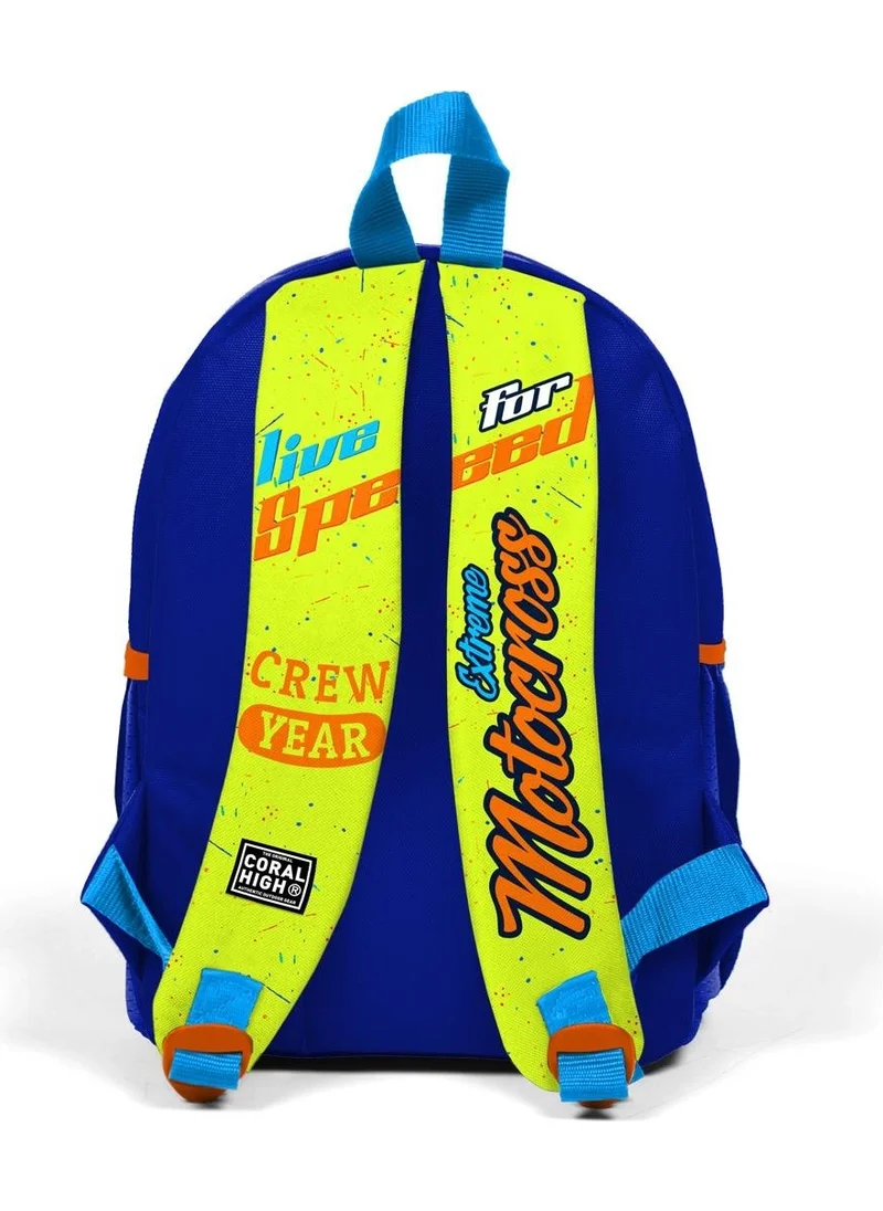 كورال هاي Tiny Nest Backpack Highlighter Yellow Saks Motorcycle Patterned Two Compartments 23542