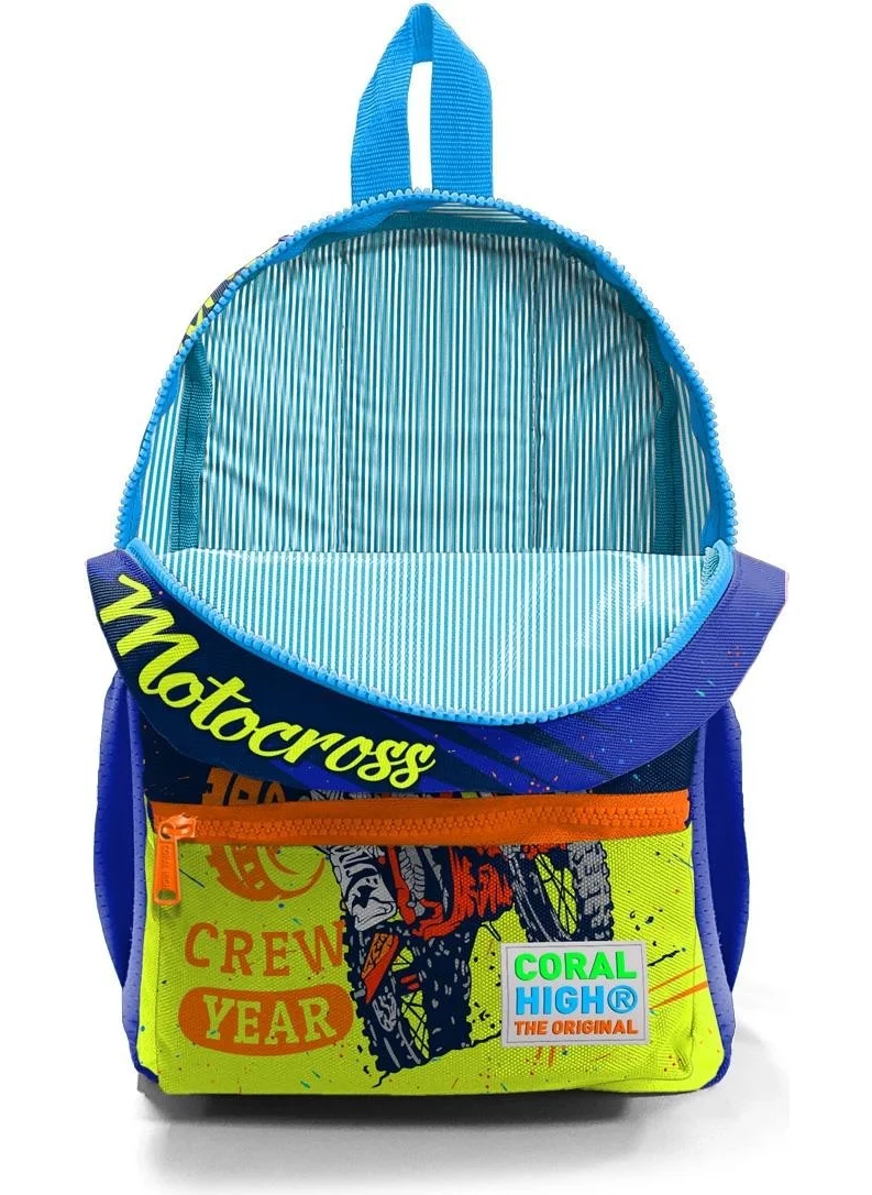 كورال هاي Tiny Nest Backpack Highlighter Yellow Saks Motorcycle Patterned Two Compartments 23542