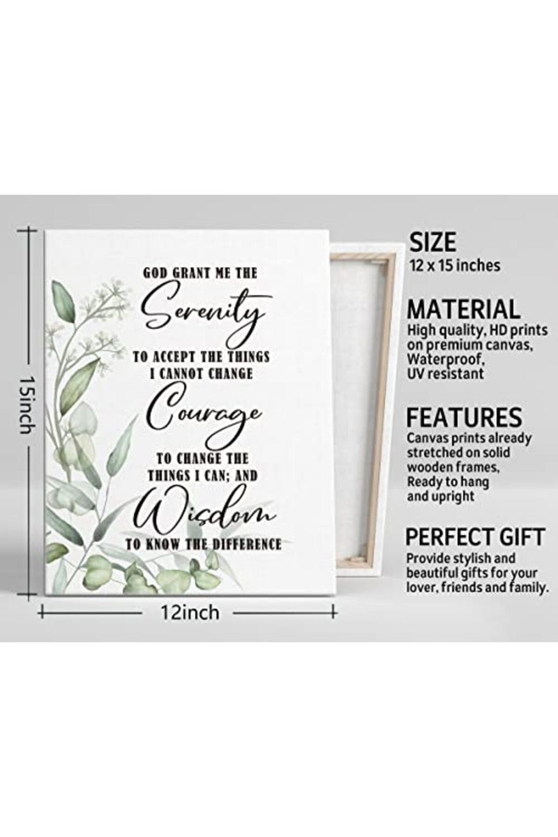 WKYAER Serenity Prayer Sign Canvas Wall Art Decor, Canvas Prints Poster Christian Wall Art for Living Room Bedroom Home Decor, God Grant Me The Serenity Wall Decor Framed, Gift for Christian Size 12x15 - Image 3