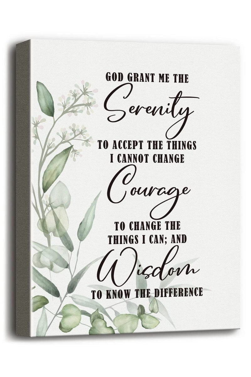 WKYAER Serenity Prayer Sign Canvas Wall Art Decor, Canvas Prints Poster Christian Wall Art for Living Room Bedroom Home Decor, God Grant Me The Serenity Wall Decor Framed, Gift for Christian Size 12x15 - Image 1