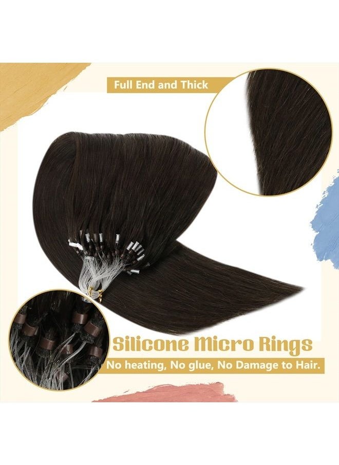 Sunny Hair - [Silky]Sunny Micro Extensions Human Hair Cold Fusion Hair Extensions Micro Ring Prebonded Micro Bead Hair Extensions Brown 20Inch 50g Long Micro Link Hair Extensions Real Human Hair Remy - Image 1