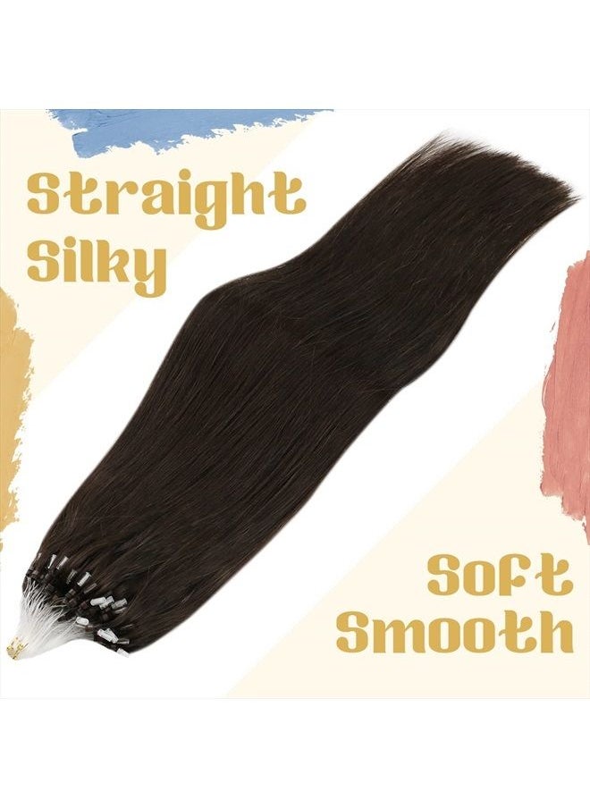 Sunny Hair - [Silky]Sunny Micro Extensions Human Hair Cold Fusion Hair Extensions Micro Ring Prebonded Micro Bead Hair Extensions Brown 20Inch 50g Long Micro Link Hair Extensions Real Human Hair Remy - Image 1
