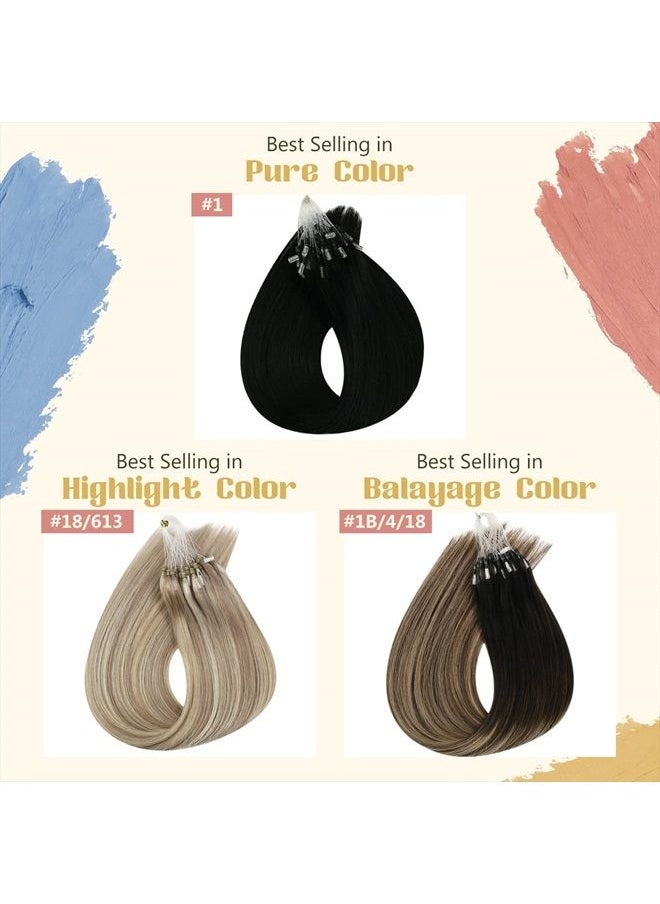 Sunny Hair - [Silky]Sunny Micro Extensions Human Hair Cold Fusion Hair Extensions Micro Ring Prebonded Micro Bead Hair Extensions Brown 20Inch 50g Long Micro Link Hair Extensions Real Human Hair Remy - Image 1