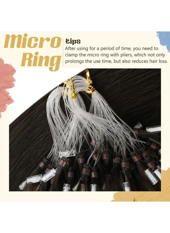 Sunny Hair - [Silky]Sunny Micro Extensions Human Hair Cold Fusion Hair Extensions Micro Ring Prebonded Micro Bead Hair Extensions Brown 20Inch 50g Long Micro Link Hair Extensions Real Human Hair Remy - Image 1