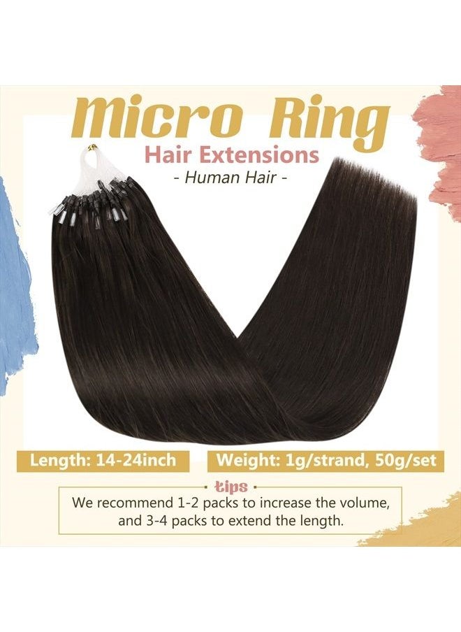 Sunny Hair - [Silky]Sunny Micro Extensions Human Hair Cold Fusion Hair Extensions Micro Ring Prebonded Micro Bead Hair Extensions Brown 20Inch 50g Long Micro Link Hair Extensions Real Human Hair Remy - Image 1