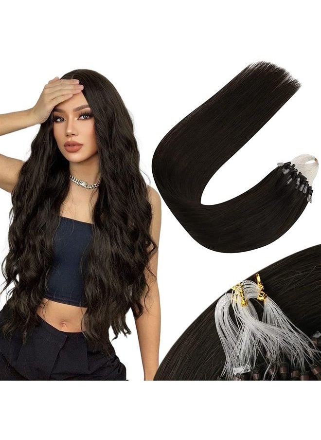 Sunny Hair - [Silky]Sunny Micro Extensions Human Hair Cold Fusion Hair Extensions Micro Ring Prebonded Micro Bead Hair Extensions Brown 20Inch 50g Long Micro Link Hair Extensions Real Human Hair Remy - Image 1
