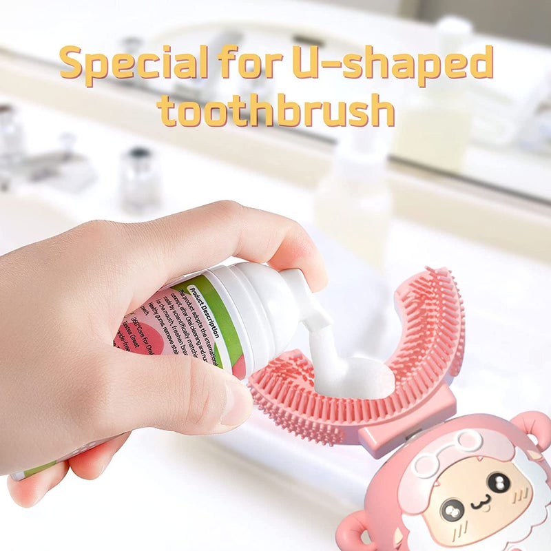 Pegciz Foam Toothpaste Kids 2 Pack,Toddler Toothpaste with Low Fluoride for U Shaped Toothbrush, Foaming Toothpaste and Mouthwash for Dental Care for Children Kids Age for 3 and Up (Strawberry) - Image 3