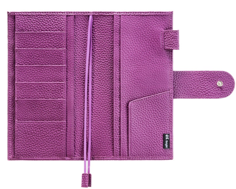 Ox Knight Leather Cover for Hobonichi Weeks/Weeks Mega - with Pen Loop, Card Slots, Back Pocket, and Bookmarks (Purple) - Image 2