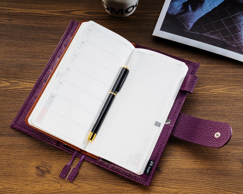 Ox Knight Leather Cover for Hobonichi Weeks/Weeks Mega - with Pen Loop, Card Slots, Back Pocket, and Bookmarks (Purple) - Image 5