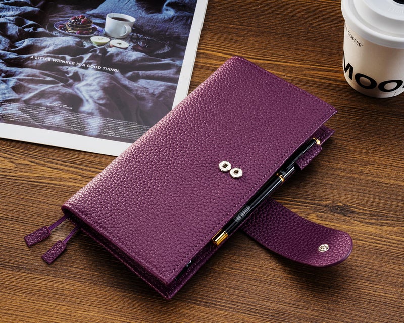 Ox Knight Leather Cover for Hobonichi Weeks/Weeks Mega - with Pen Loop, Card Slots, Back Pocket, and Bookmarks (Purple) - Image 3