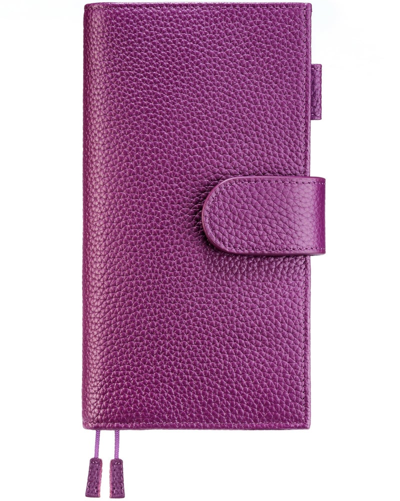 Ox Knight Leather Cover for Hobonichi Weeks/Weeks Mega - with Pen Loop, Card Slots, Back Pocket, and Bookmarks (Purple) - Image 1