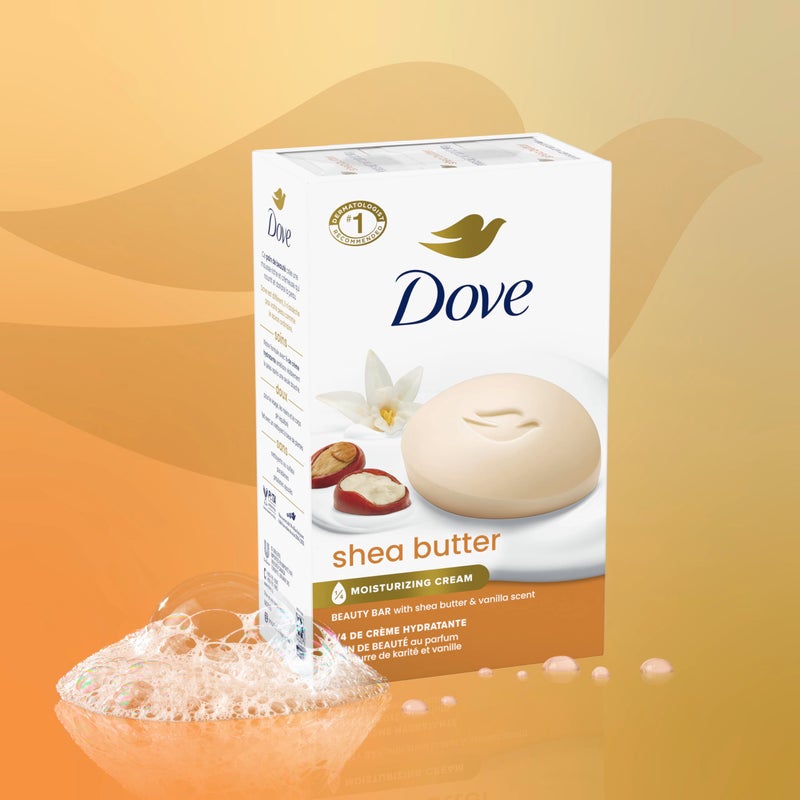 Dove Beauty Bar Soap Shea Butter, 8 Bars for Nourished, Radiant Skin, Enriches Skin 3.75 oz - Image 3