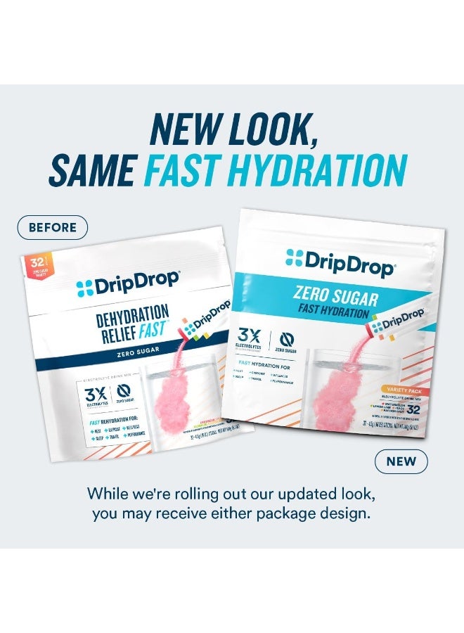 DripDrop Hydration - Zero Sugar Variety Pack - Electrolyte Drink Mix Hydration Powder Packets - Lemon Lime, Watermelon, Peach, Passion Fruit | Keto & Paleo | Non-GMO, Gluten Free, Vegan | 32 Sticks - Image 5