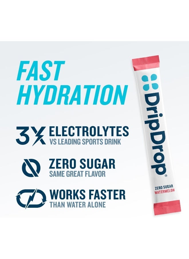 DripDrop Hydration - Zero Sugar Variety Pack - Electrolyte Drink Mix Hydration Powder Packets - Lemon Lime, Watermelon, Peach, Passion Fruit | Keto & Paleo | Non-GMO, Gluten Free, Vegan | 32 Sticks - Image 2