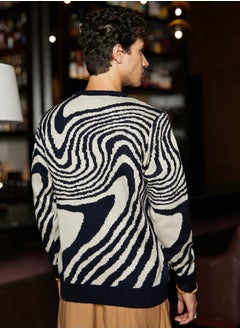 Campus Sutra Men's Onyx Black & Saltbox Beige Fluid Pullover Sweater  - Image 5