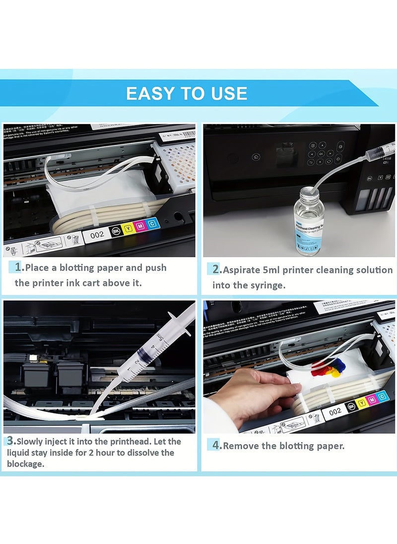 Generic - 100ml Printhead Cleaning Kit Printer Cleaner Solution with Nozzles Works for Epson HP Brother Canon Inkjet Printer Head Cleaning Liquid - Image 1