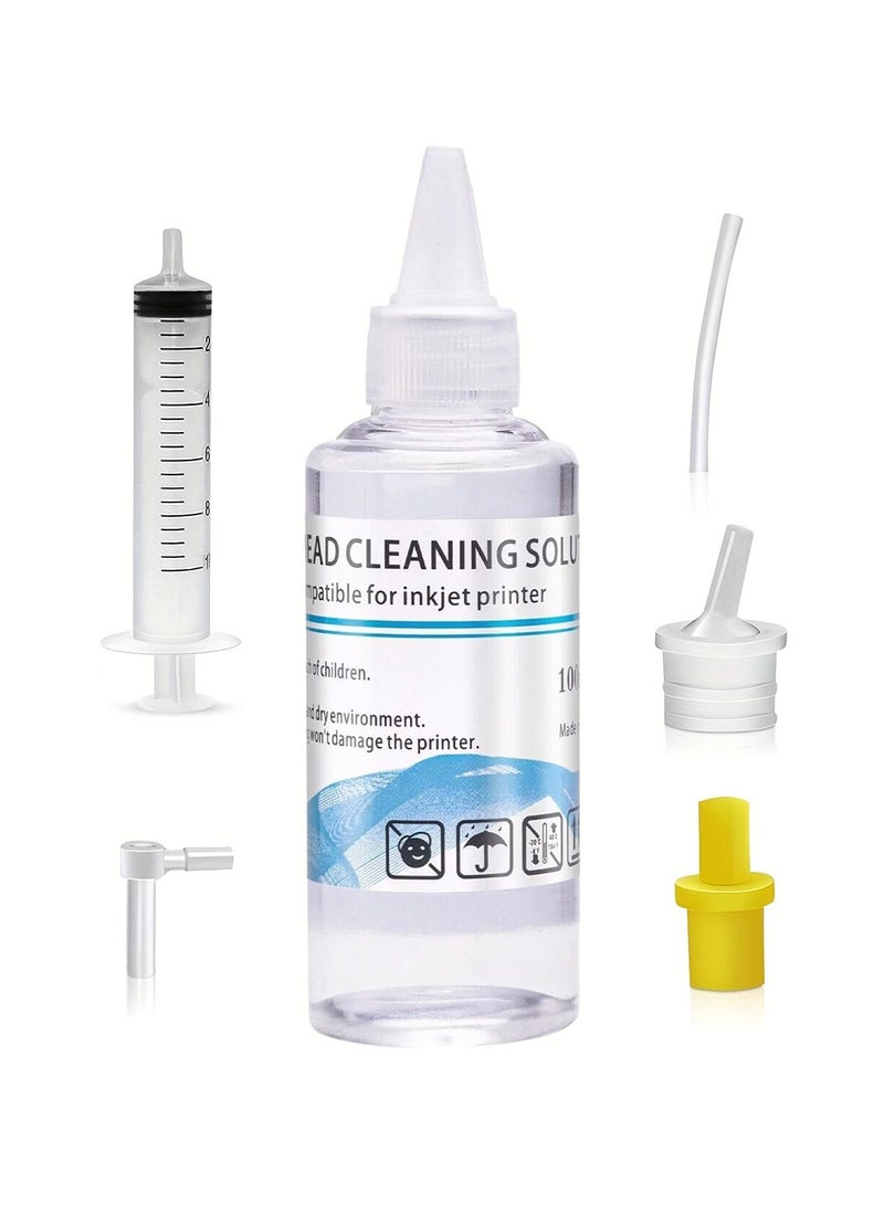 Generic - 100ml Printhead Cleaning Kit Printer Cleaner Solution with Nozzles Works for Epson HP Brother Canon Inkjet Printer Head Cleaning Liquid - Image 1