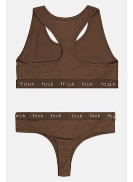 French Connection Women 2 Piece Non Padded Bralette With Pantie, Moss Green  - Image 2