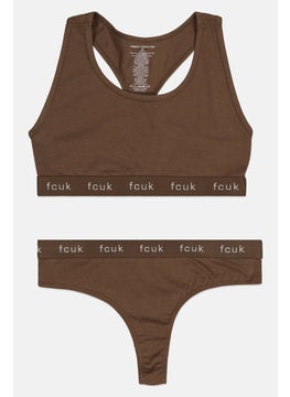 French Connection Women 2 Piece Non Padded Bralette With Pantie, Moss Green  - Image 1