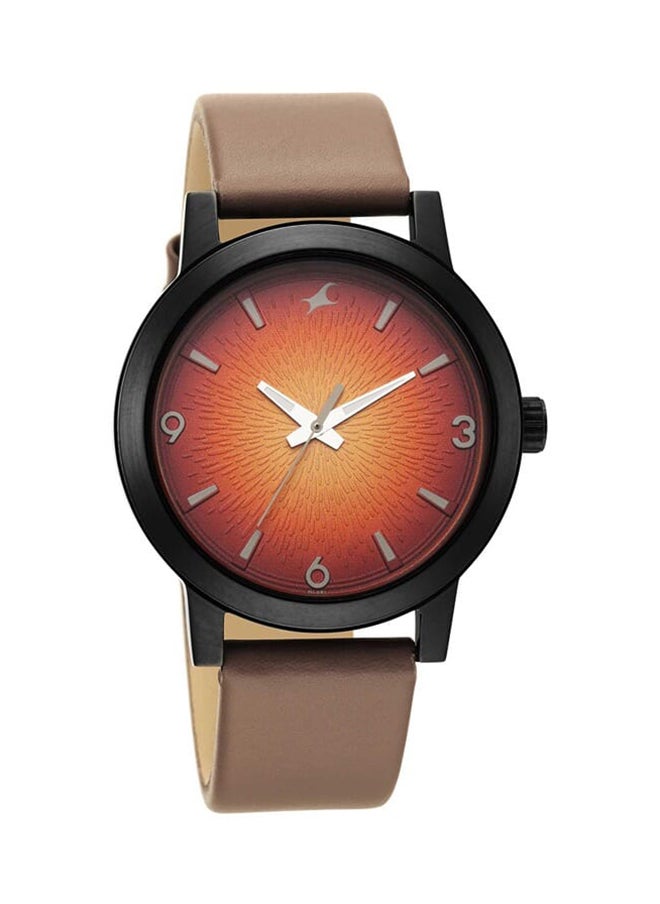 fastrack Stunners Orange Dial Brown Leather Strap Watch 3245Nl02  - Image 1