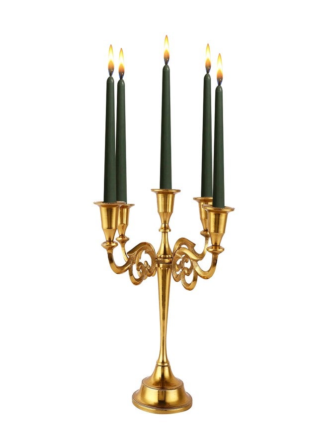 Rely+ 5 Arm Gold Candelabra Taper Candle Holders Christmas Decorations Indoor Kitchen Décor Vintage Modern Decorative Centerpiece for Table Mantel - Image 1