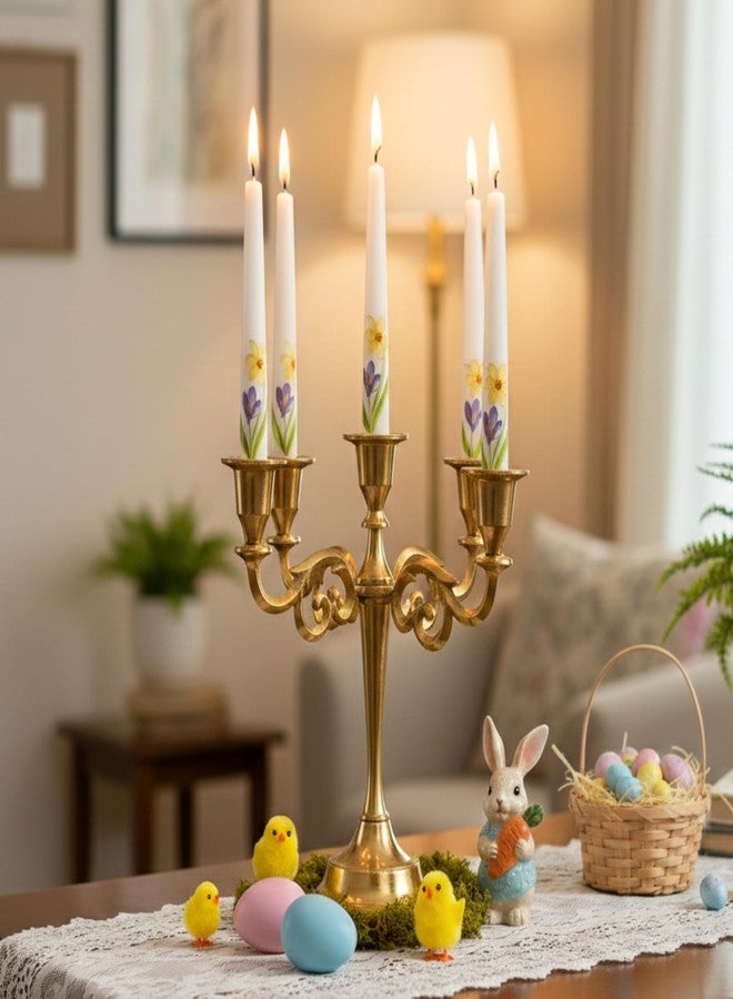 Rely+ 5 Arm Gold Candelabra Taper Candle Holders Christmas Decorations Indoor Kitchen Décor Vintage Modern Decorative Centerpiece for Table Mantel - Image 2