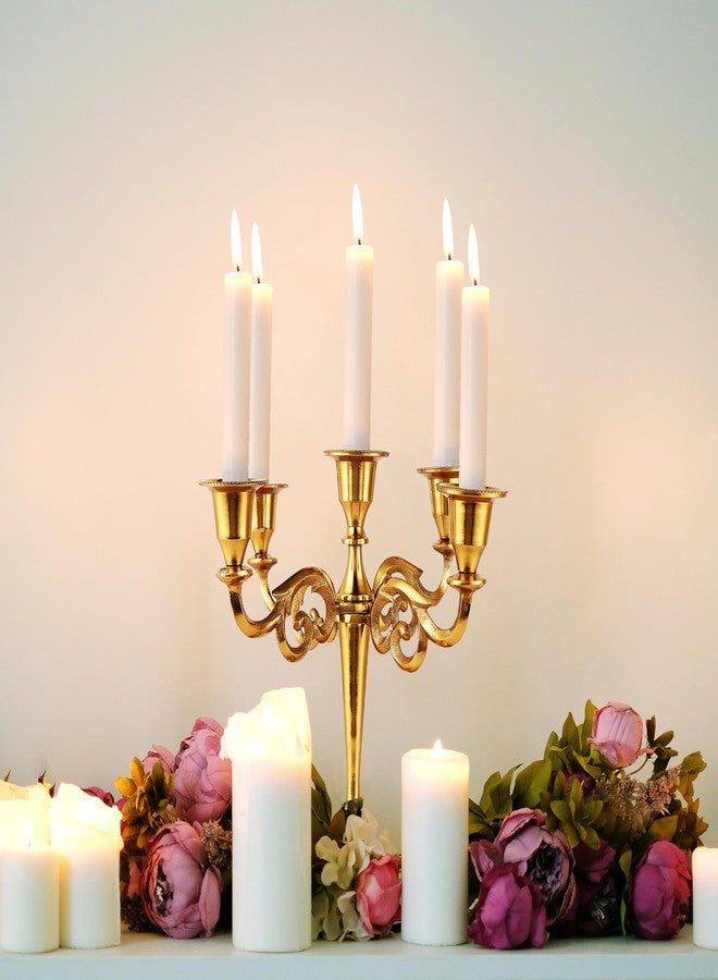 Rely+ 5 Arm Gold Candelabra Taper Candle Holders Christmas Decorations Indoor Kitchen Décor Vintage Modern Decorative Centerpiece for Table Mantel - Image 5