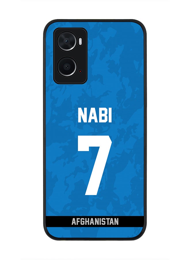 Rugged Black Edge Case for Oppo A96 4G / A36 / A76, Slim fit Soft Case Flexible thin Cover - Player Name - Mohammad Nabi, Jersey Number- 7