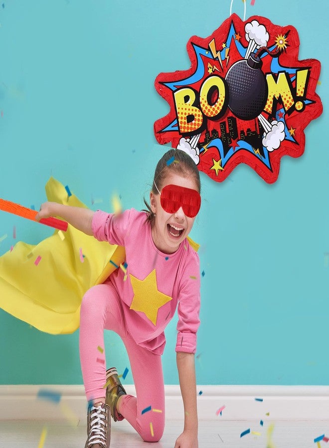 Suilung Red Boom Party Piñata Comic Book Hero Bundle Birthday Decor Party Piñata Decorations for Hero Themed Birthday Games Girls Boys Teens - Image 5