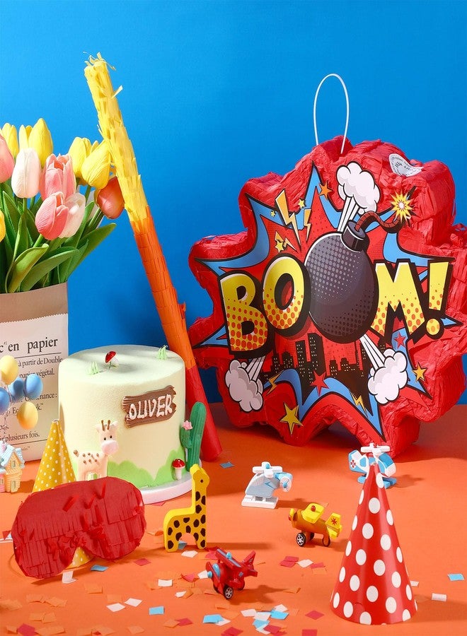 Suilung Red Boom Party Piñata Comic Book Hero Bundle Birthday Decor Party Piñata Decorations for Hero Themed Birthday Games Girls Boys Teens - Image 4