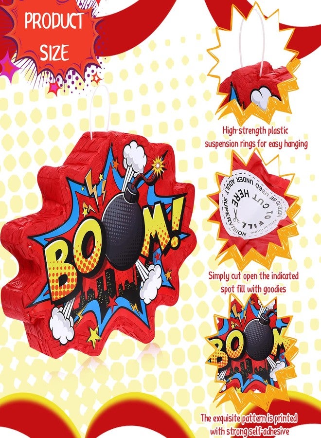 Suilung Red Boom Party Piñata Comic Book Hero Bundle Birthday Decor Party Piñata Decorations for Hero Themed Birthday Games Girls Boys Teens - Image 3
