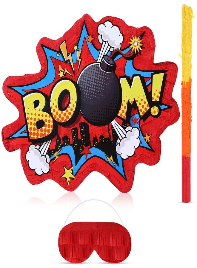 Suilung Red Boom Party Piñata Comic Book Hero Bundle Birthday Decor Party Piñata Decorations for Hero Themed Birthday Games Girls Boys Teens - Image 1