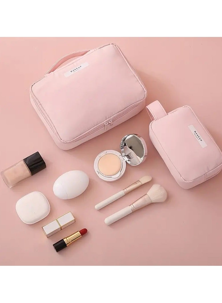 ORiTi Minimalist Makeup Organizer - large Capacity Cosmetics Bag For Travel and Storage - Pink - Image 4