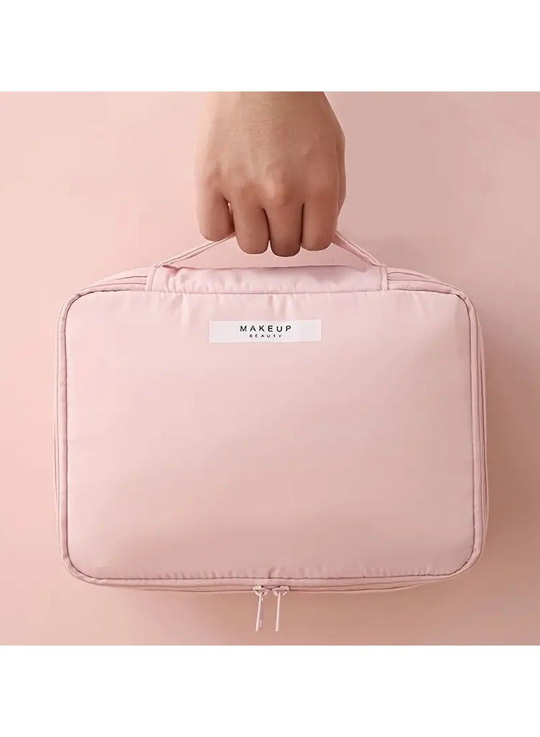 ORiTi Minimalist Makeup Organizer - large Capacity Cosmetics Bag For Travel and Storage - Pink - Image 3