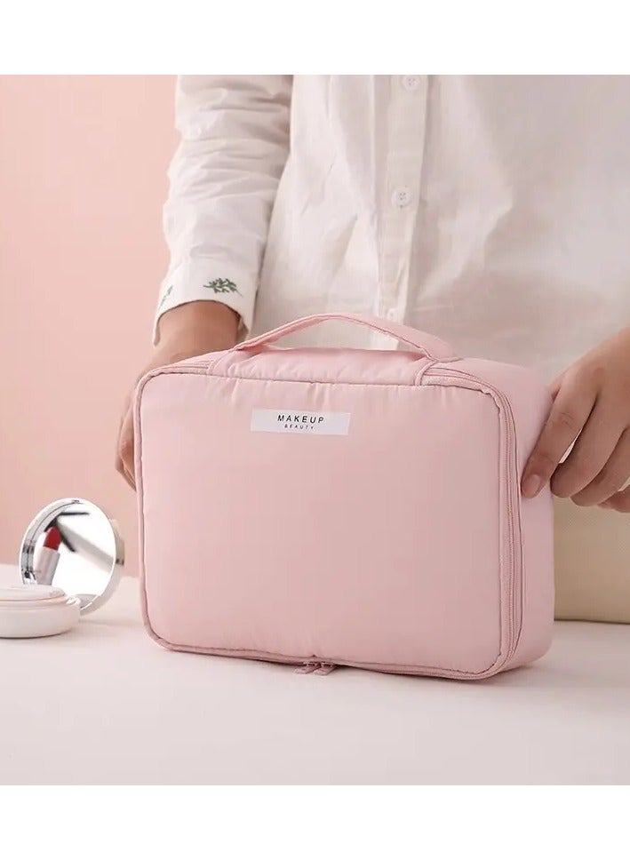 ORiTi Minimalist Makeup Organizer - large Capacity Cosmetics Bag For Travel and Storage - Pink - Image 1