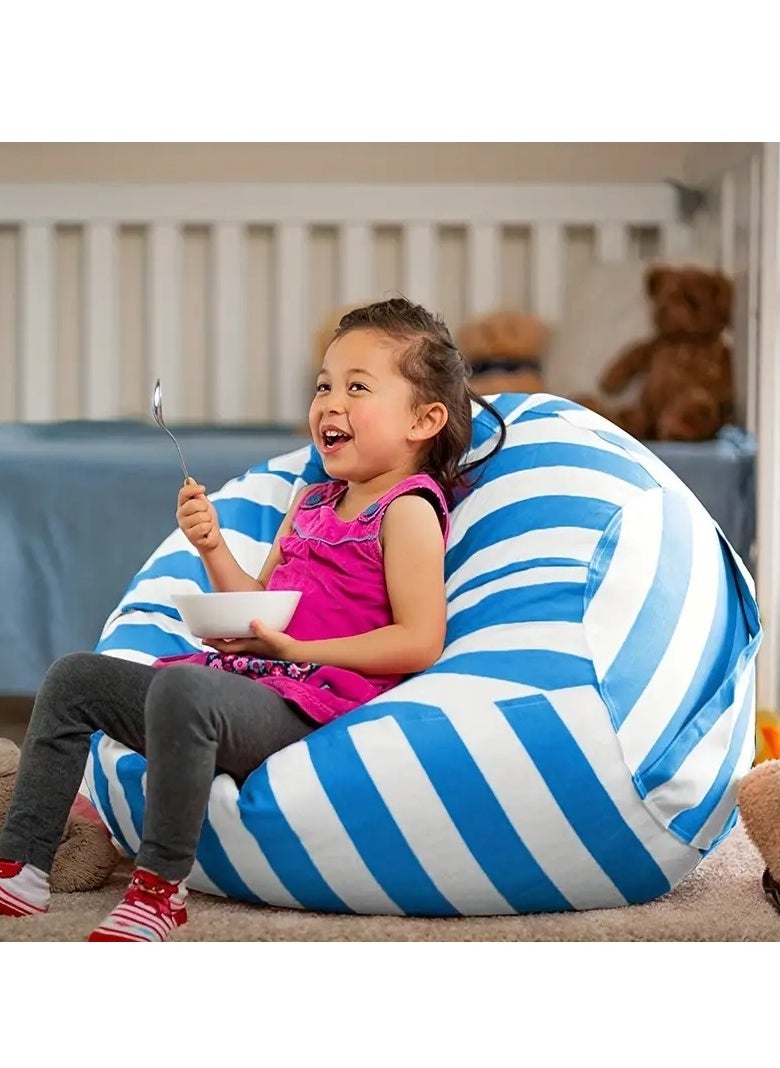 Gonice Stuffed Animal Storage Bean Bag Chair Cover For Kids | Stuffed Zipper Beanbag For Organizing Children Plush Toys Large Premium Cotton Canvas  - Image 1