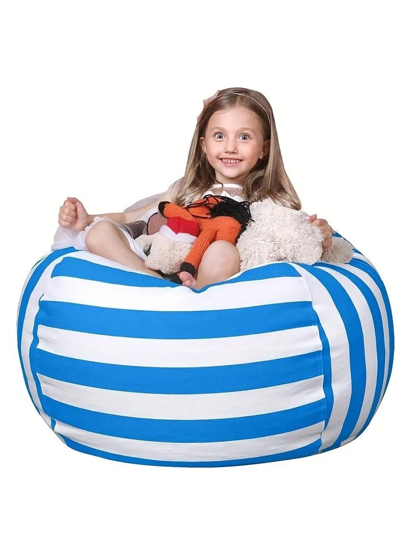 Gonice Stuffed Animal Storage Bean Bag Chair Cover For Kids | Stuffed Zipper Beanbag For Organizing Children Plush Toys Large Premium Cotton Canvas  - Image 2