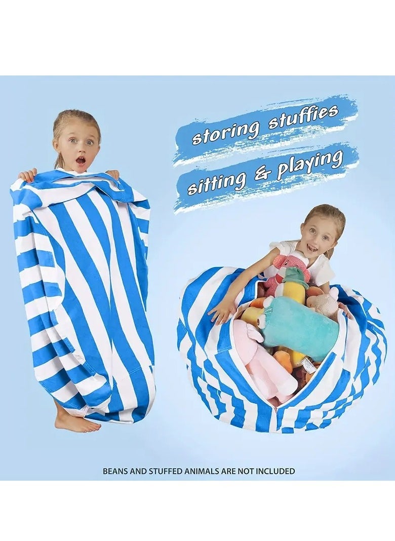 Gonice Stuffed Animal Storage Bean Bag Chair Cover For Kids | Stuffed Zipper Beanbag For Organizing Children Plush Toys Large Premium Cotton Canvas  - Image 3