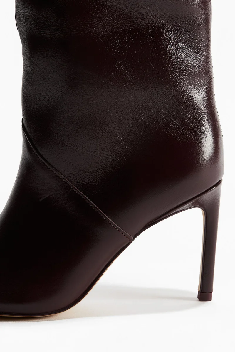 H&M Pointed knee-high leather boots