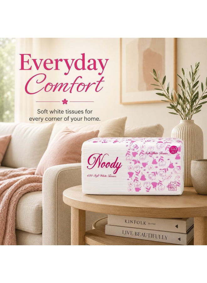 PINK Noody Facial Tissues by Pink– 480 Sheets (6 Pack) - Image 3