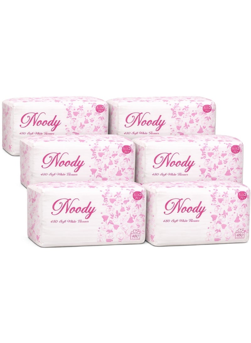 PINK Noody Facial Tissues by Pink– 480 Sheets (6 Pack) - Image 1