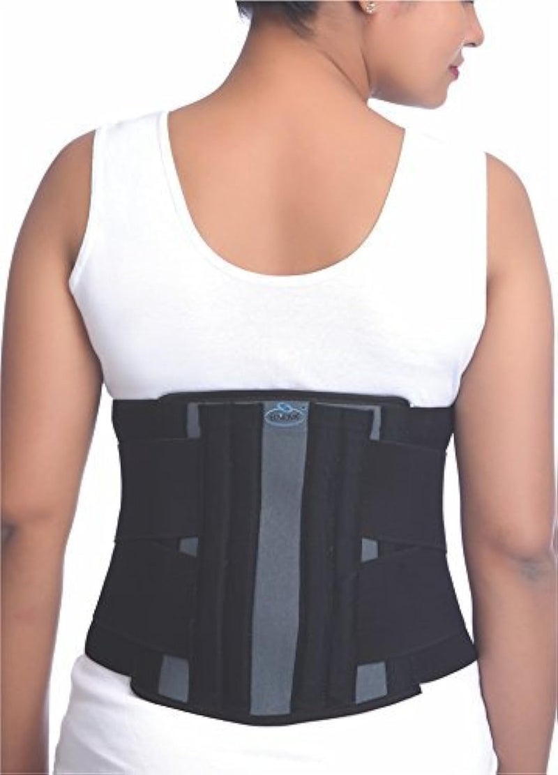 DYNA Aluminium Elnova Lumbo Sacral Corset (Back Pain Belt) (Large - For Hip Circumference Of 90-100 Cm, Black) - Image 1