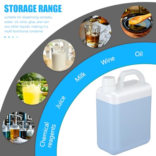 SOLUSTRE Refillable Plastic Water Jugs with Lid 2 Pack Ergonomic Handle Reusable Storage Containers for Water Oil Sauce Beverage Dispensing 6.69X4.72X2.55 Inches - Image 2