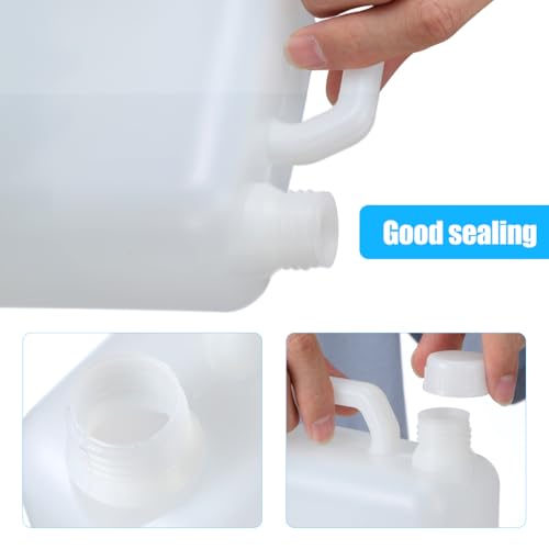 SOLUSTRE Refillable Plastic Water Jugs with Lid 2 Pack Ergonomic Handle Reusable Storage Containers for Water Oil Sauce Beverage Dispensing 6.69X4.72X2.55 Inches - Image 3