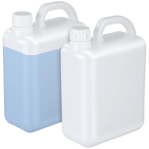 SOLUSTRE Refillable Plastic Water Jugs with Lid 2 Pack Ergonomic Handle Reusable Storage Containers for Water Oil Sauce Beverage Dispensing 6.69X4.72X2.55 Inches - Image 1