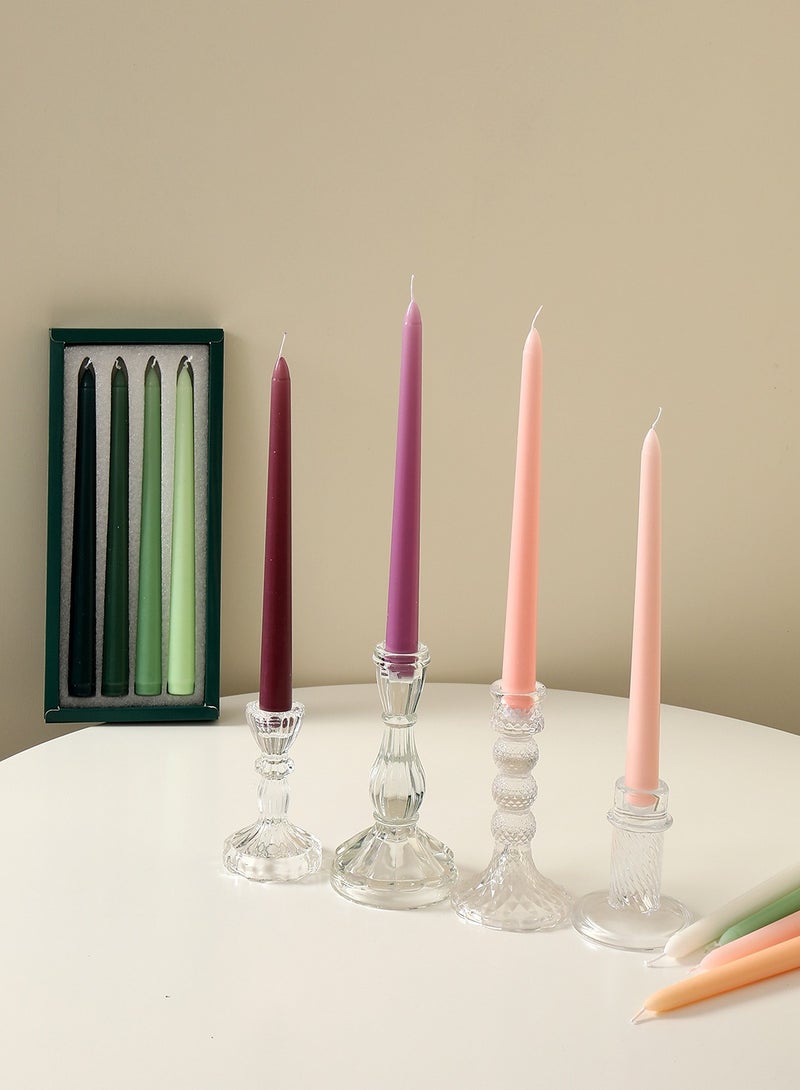 شموع مخروطية الشكل متعددة الألوان برائحة الفواكه، مقاس 10 بوصات/25 سم، مجموعة من 4 قطع - مجموعة صندوق هدايا لحفلات الزفاف وأجواء الحفلات، وديكور الطاولة، ورائحة خفيفة - Image 2